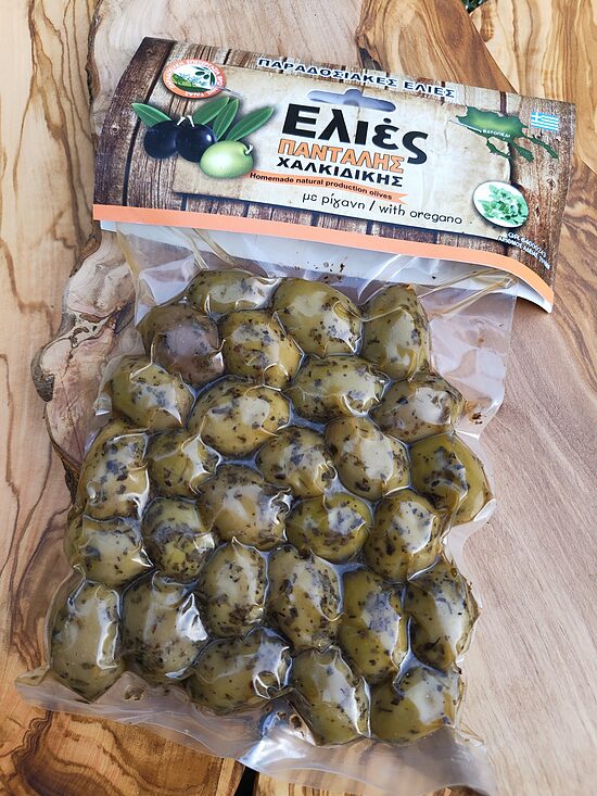 Zaļās olīvas ar oregano, 250g